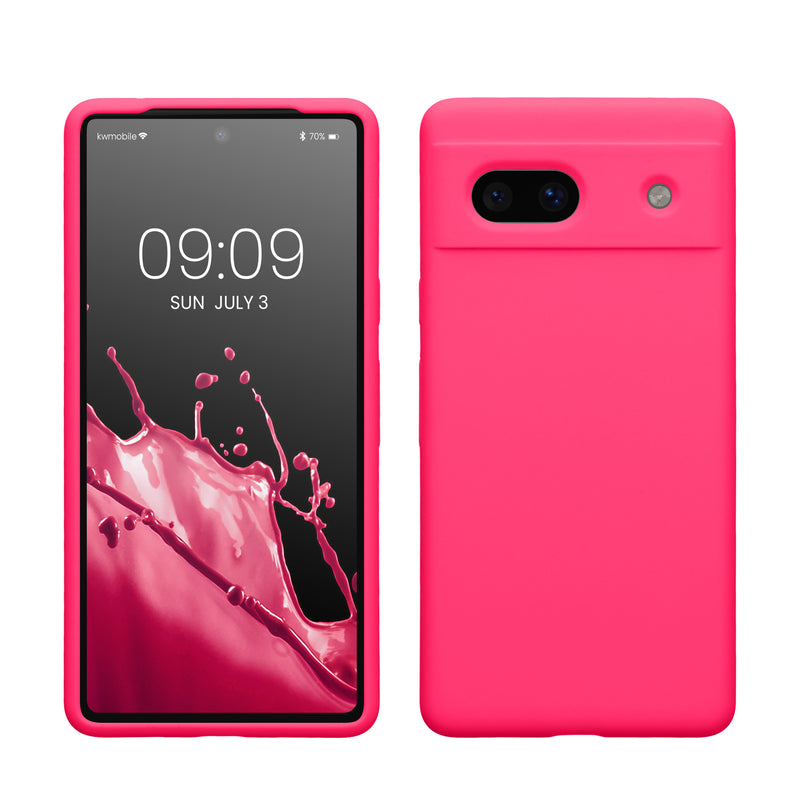 kwmobile Handyhülle für Google Pixel 7a Hülle, für Pixel 7a Case - Hülle Silikon - kabelloses Laden - Neon Pink Neon Pink  