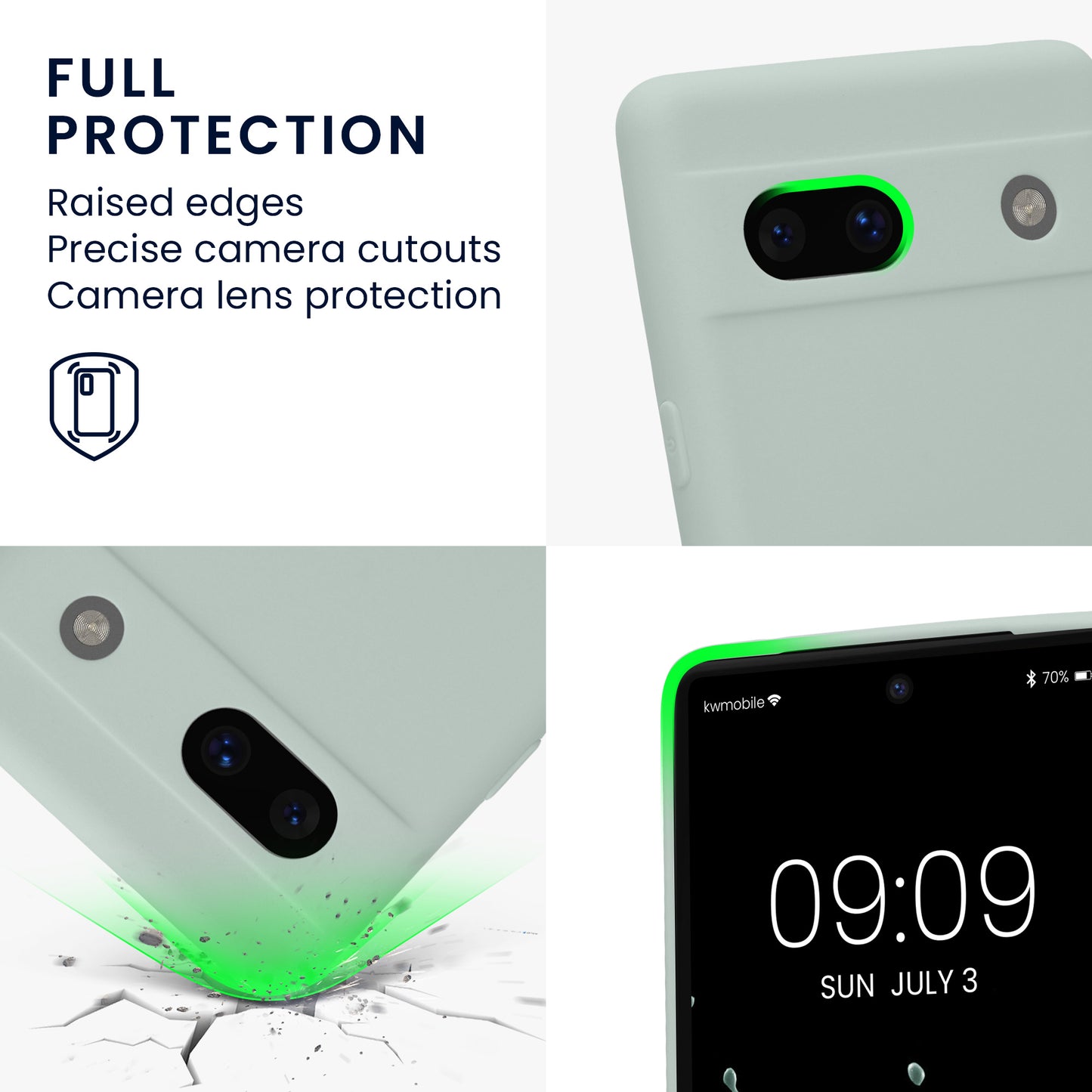 kwmobile Handyhülle für Google Pixel 7a Hülle - weiches Handy Silikon Case - Schutzhülle Cover