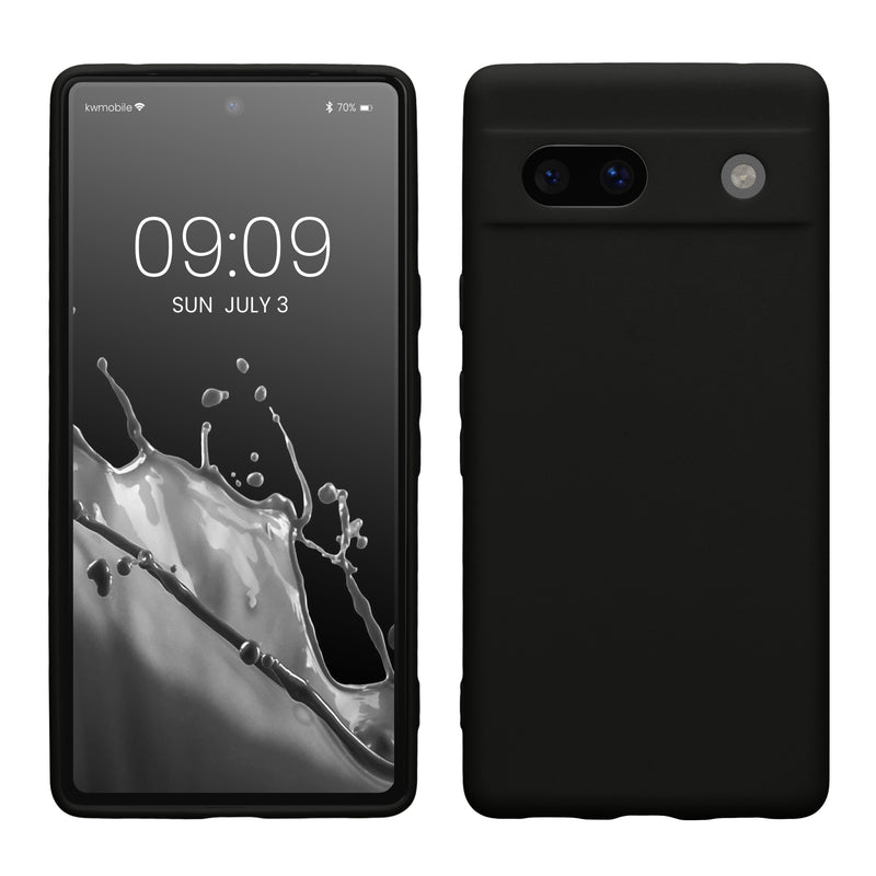 kwmobile Handyhülle kompatibel mit Google Pixel 7a Hülle - Handy Case aus weichem Silikon in Schwarz matt Schwarz matt  