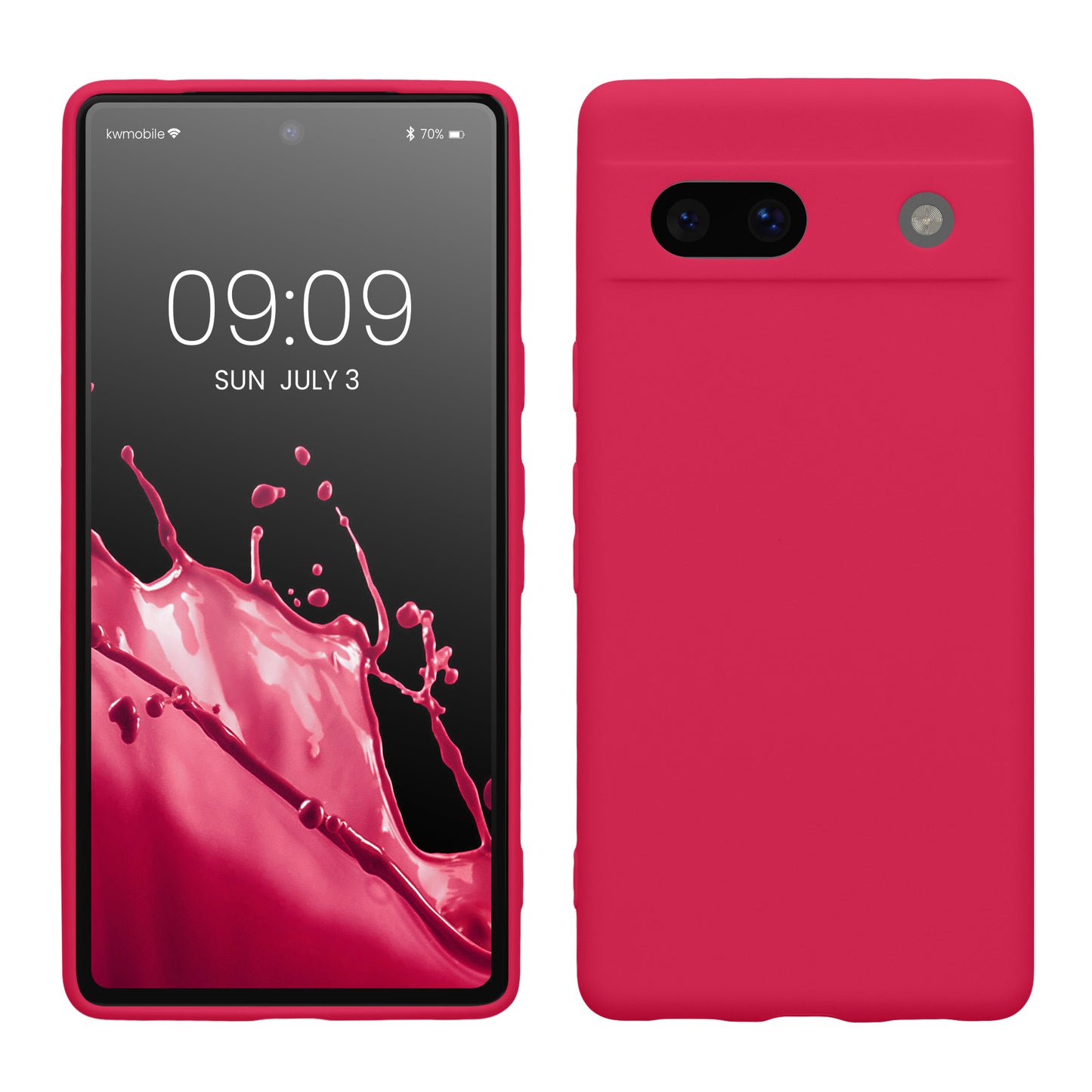 kwmobile Handyhülle kompatibel mit Google Pixel 7a Hülle - Handy Case aus weichem Silikon in Neon Pink Neon Pink  