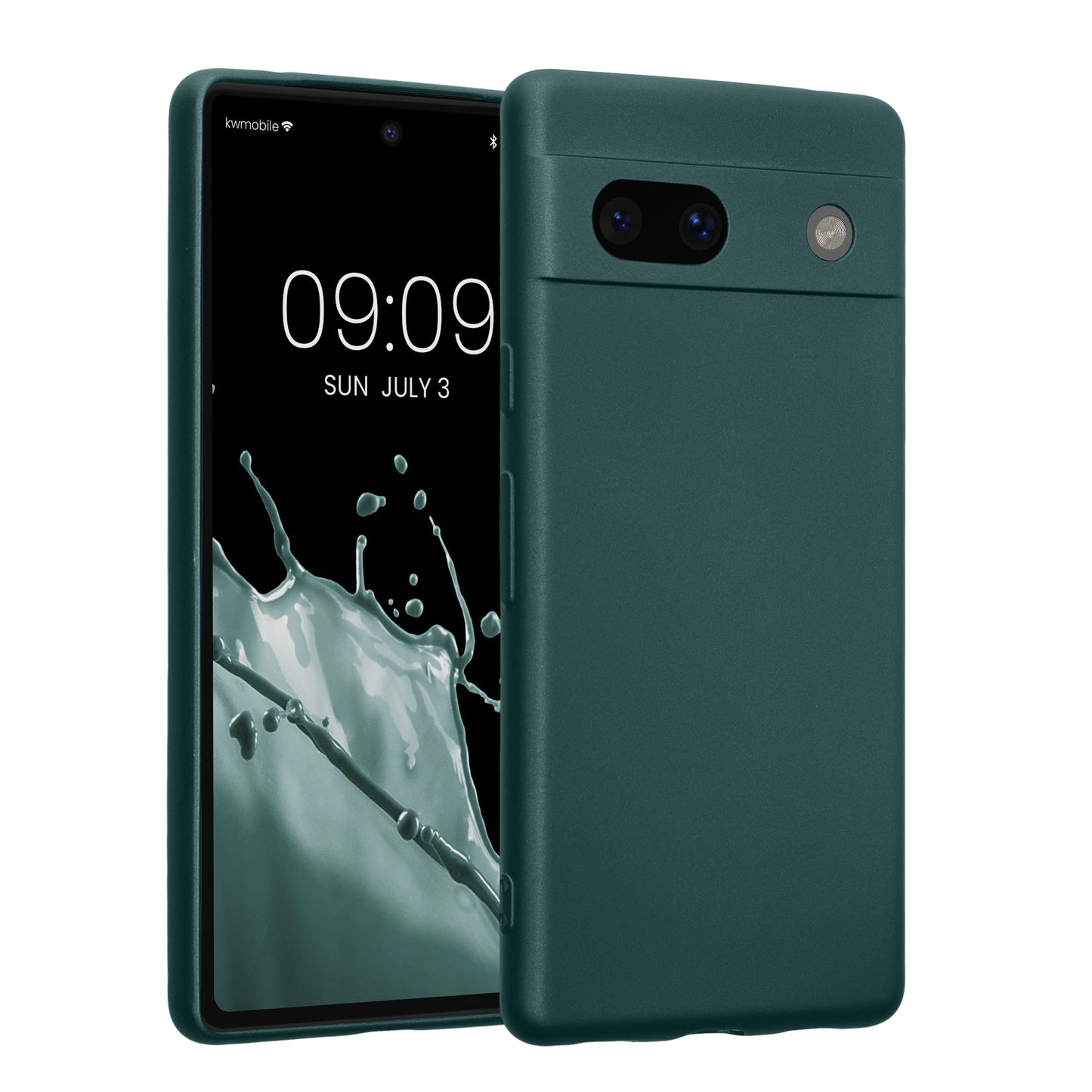 kwmobile Handyhülle kompatibel mit Google Pixel 7a Hülle - weiche Silikon Case metallisch schimmernd in Metallic Petrol Metallic Petrol  
