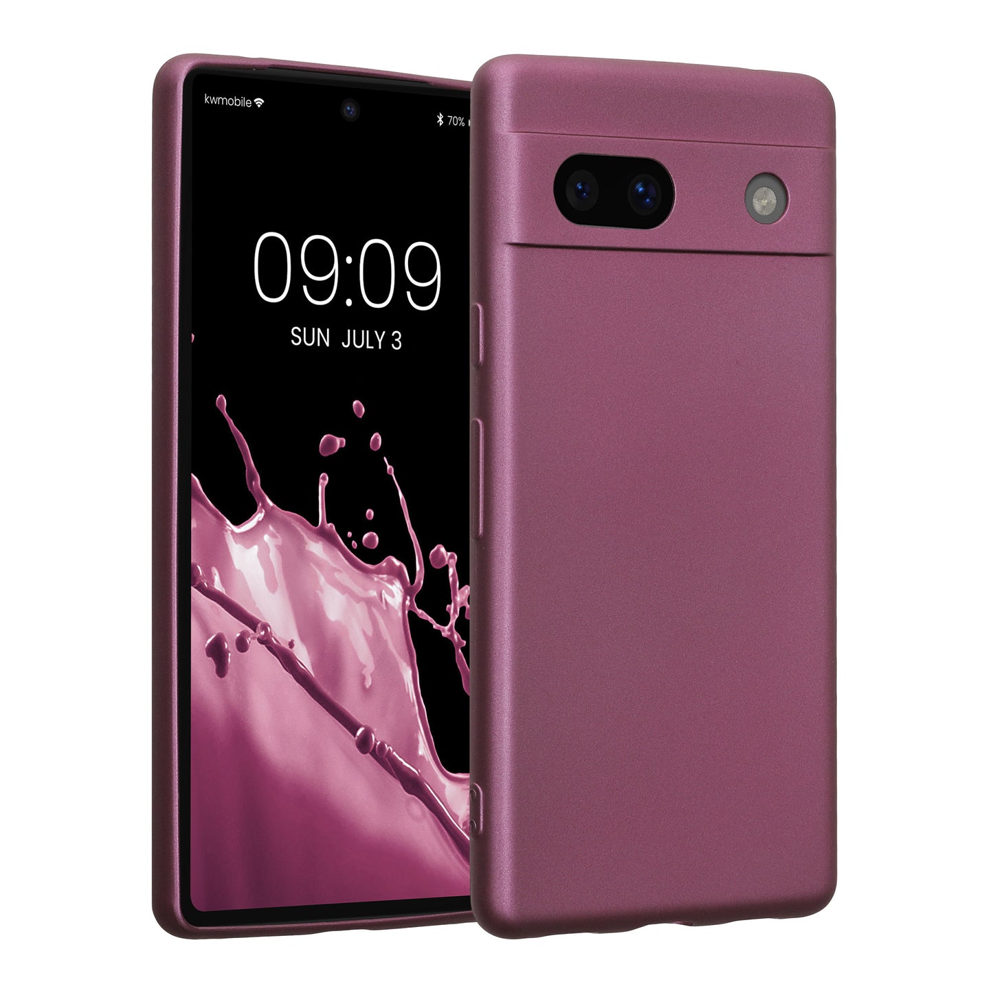 kwmobile Handyhülle kompatibel mit Google Pixel 7a Hülle - weiche Silikon Case metallisch schimmernd in Metallic Lavendel Metallic Lavendel  