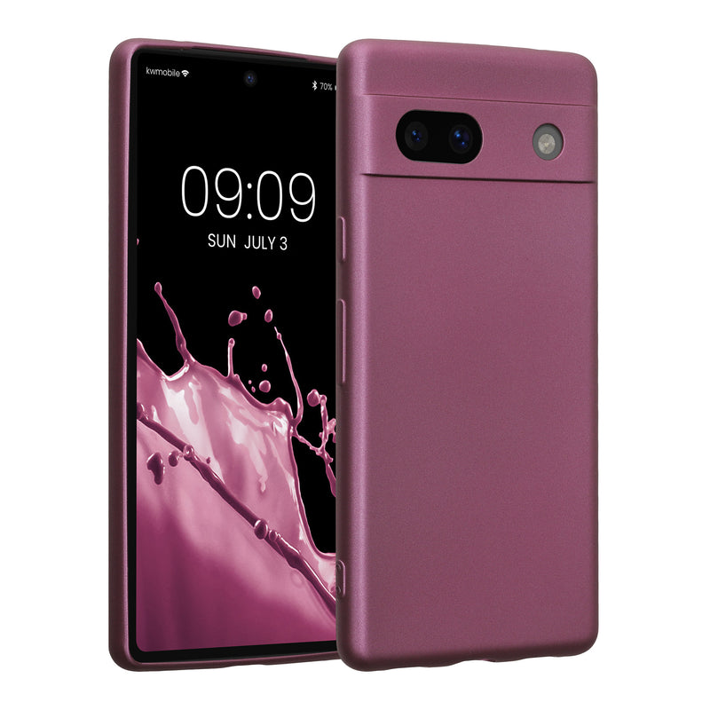 kwmobile Handyhülle kompatibel mit Google Pixel 7a Hülle - weiche Silikon Case metallisch schimmernd in Metallic Lavendel Metallic Lavendel  