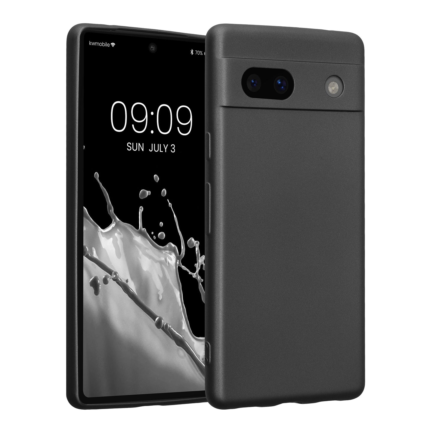 kwmobile Handyhülle kompatibel mit Google Pixel 7a Hülle - weiche Silikon Case metallisch schimmernd in Metallic Grau Metallic Grau  