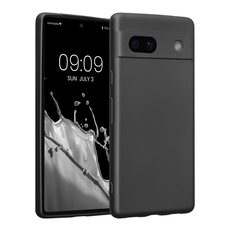 kwmobile Handyhülle kompatibel mit Google Pixel 7a Hülle - weiche Silikon Case metallisch schimmernd in Metallic Grau Metallic Grau  