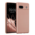 kwmobile Handyhülle kompatibel mit Google Pixel 7a Hülle - weiche Silikon Case metallisch schimmernd in Metallic Rosegold Metallic Rosegold  