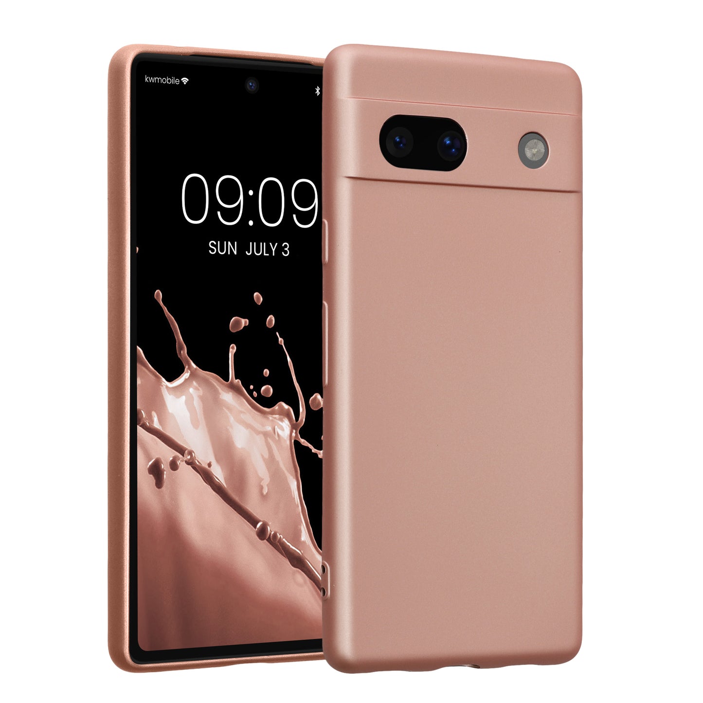 kwmobile Handyhülle kompatibel mit Google Pixel 7a Hülle - weiche Silikon Case metallisch schimmernd in Metallic Rosegold Metallic Rosegold  