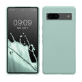 kwmobile Hülle kompatibel mit Google Pixel 7a Hülle - gummierte TPU Silikon Handyhülle - Schutzhülle für kabelloses Laden - Case in Cool Mint Cool Mint  