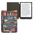 kwmobile Schutzhülle für Pocketbook InkPad 4 / Color 3 / Color 2 / Vivlio InkPad 4 / InkPad Color 3 Hülle - eReader Flip Case mit Auto Sleep Funktion - Bibliothek Motto