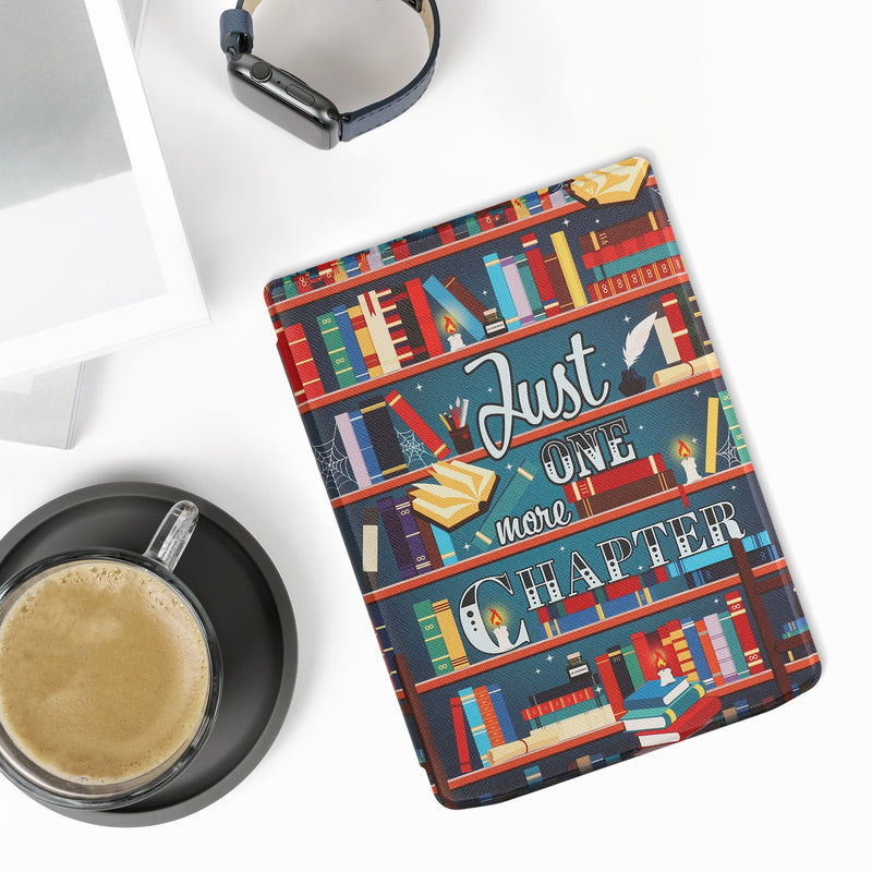 kwmobile Schutzhülle für Pocketbook InkPad 4 / Color 3 / Color 2 / Vivlio InkPad 4 / InkPad Color 3 Hülle - eReader Flip Case mit Auto Sleep Funktion - Bibliothek Motto