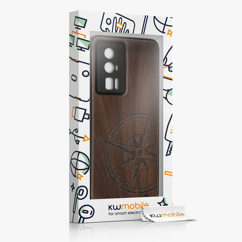 kwmobile Hülle kompatibel mit Xiaomi Poco F5 Pro 5G Case Handy Cover TPU Handyhülle Kompass Vintage