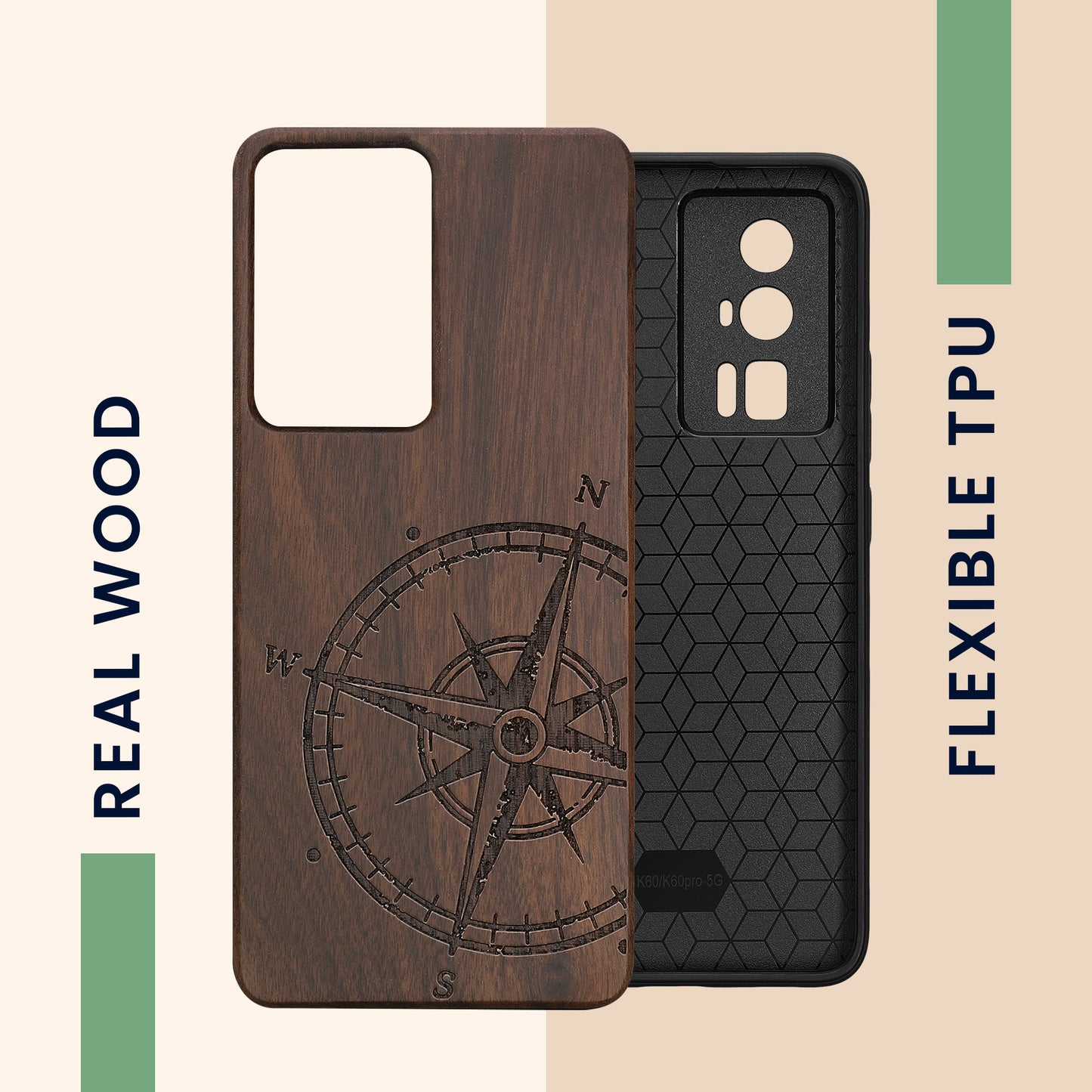 kwmobile Hülle kompatibel mit Xiaomi Poco F5 Pro 5G Case Handy Cover TPU Handyhülle Kompass Vintage