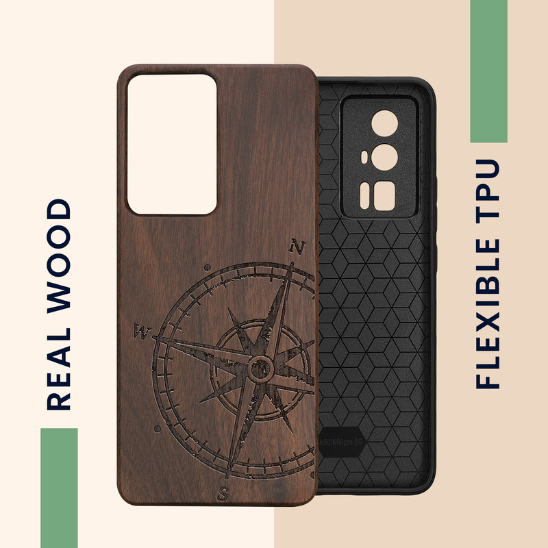 kwmobile Hülle kompatibel mit Xiaomi Poco F5 Pro 5G Case Handy Cover TPU Handyhülle Kompass Vintage
