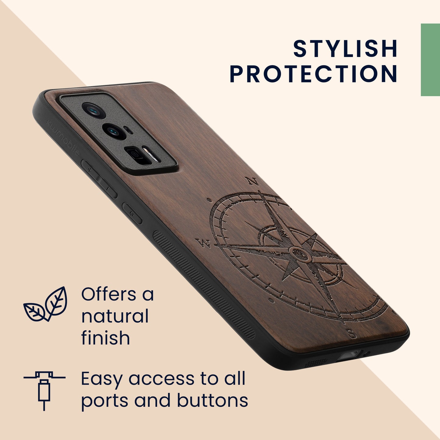 kwmobile Hülle kompatibel mit Xiaomi Poco F5 Pro 5G Case Handy Cover TPU Handyhülle Kompass Vintage