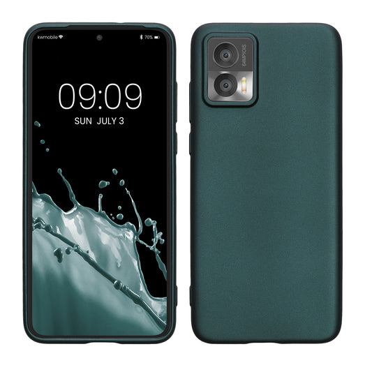 kwmobile Case kompatibel mit Motorola Edge 30 Neo Hülle - Schutzhülle aus Silikon metallisch schimmernd - Handyhülle Metallic Petrol Metallic Petrol  