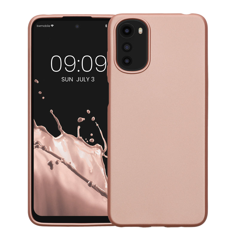 kwmobile Handyhülle für Motorola Moto E32 Hülle - Silikon Case schimmernd - Schutzhülle Cover