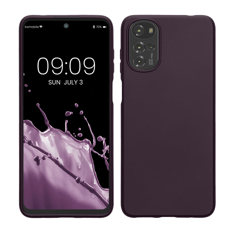 kwmobile Case kompatibel mit Motorola Moto G22 Hülle - Schutzhülle aus Silikon metallisch schimmernd - Handyhülle Metallic Brombeere Metallic Brombeere  