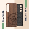 kwmobile Hülle kompatibel mit Samsung Galaxy S23 Hülle Handy Cover TPU Handyhülle Kompass Vintage