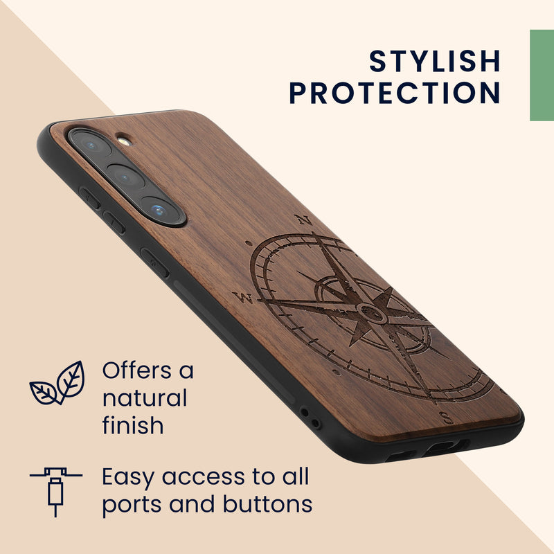 kwmobile Hülle kompatibel mit Samsung Galaxy S23 Hülle Handy Cover TPU Handyhülle Kompass Vintage