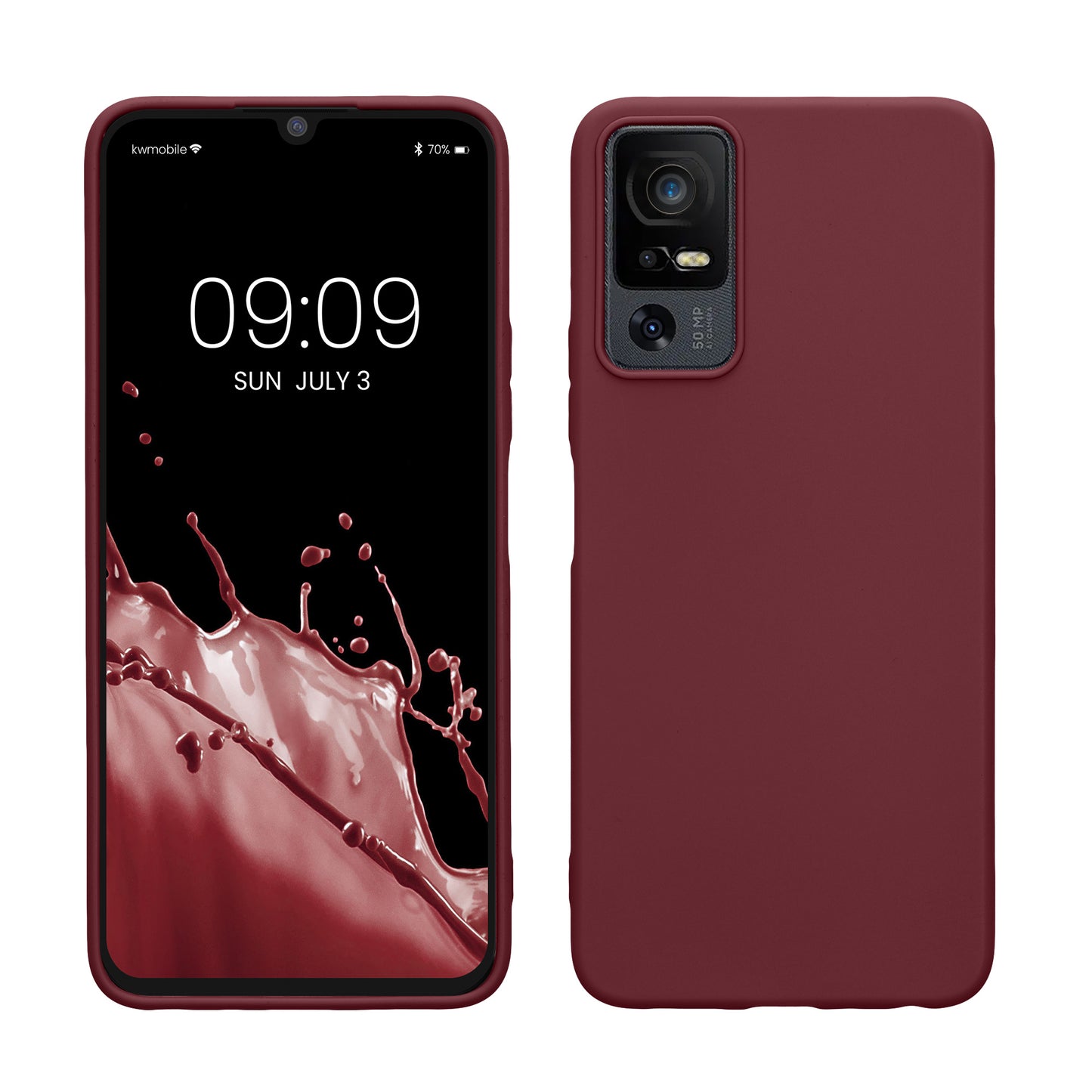 kwmobile Hülle kompatibel mit TCL 40 XL Hülle - weiches TPU Silikon Case - Cover geeignet für kabelloses Laden - Bordeaux Violett Bordeaux Violett  