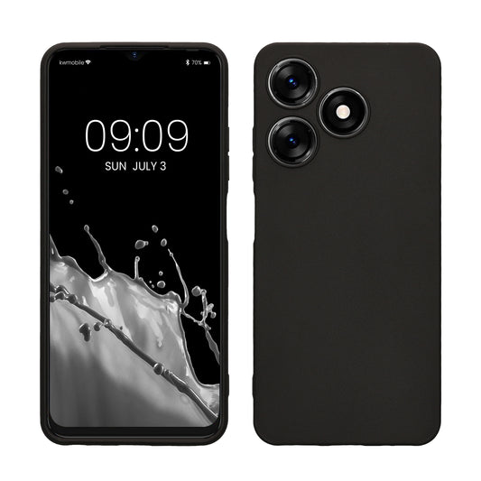 kwmobile Handyhülle kompatibel mit TECNO Spark 10 Hülle - Handy Case aus weichem Silikon in Schwarz matt Schwarz matt  