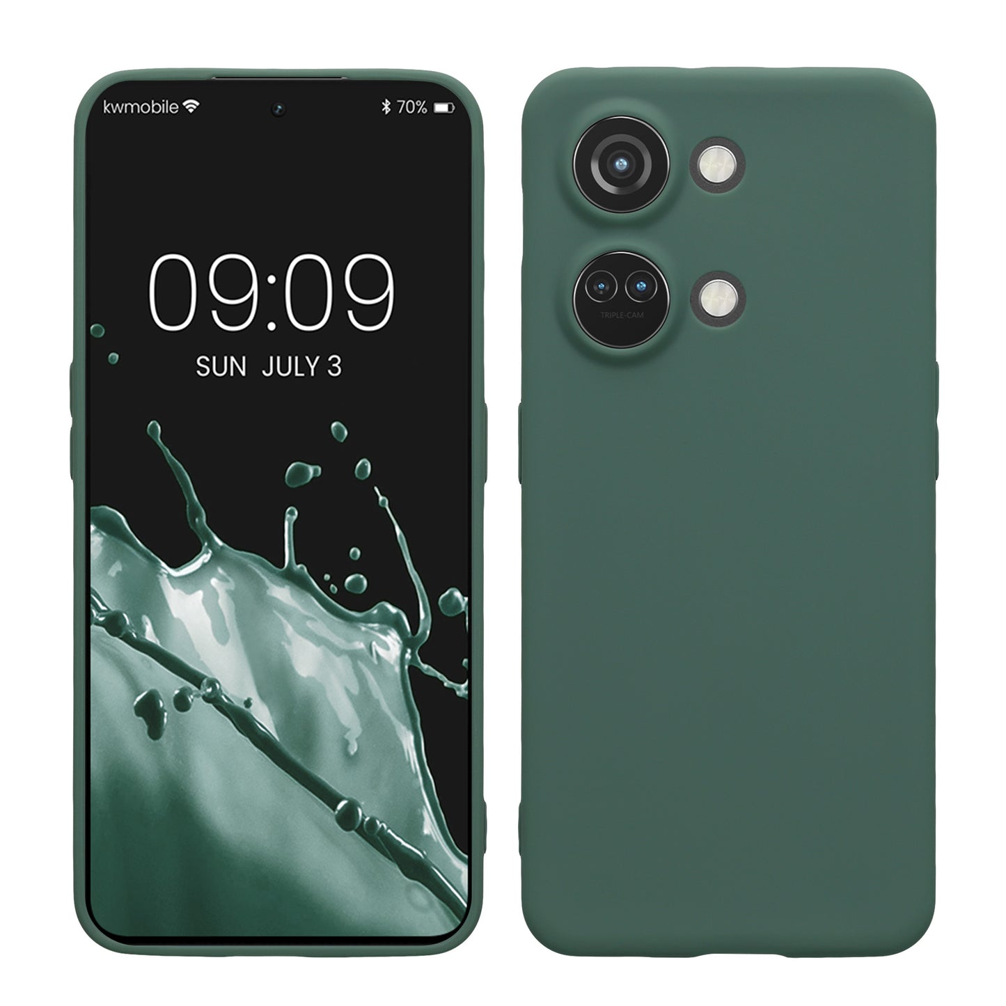 kwmobile Handyhülle kompatibel mit OnePlus Nord 3 5G Hülle - Handy Case aus weichem Silikon in Tannengrün Tannengrün  