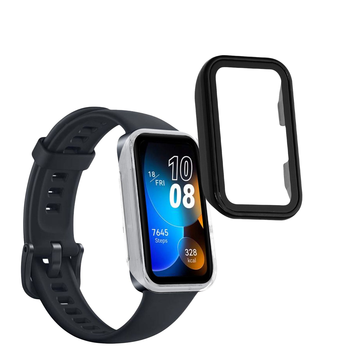 kwmobile Glas Hülle für Huawei Band 9 / Band 8 Schutzhülle Fullbody Fitnesstracker Case Set