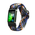 kwmobile Armband kompatibel mit Huawei Band 10 / 9 / 8 - Nylon Fitnesstracker Sportarmband Band in Dunkelblau Gelb Grau - Innenmaße von Dunkelblau  