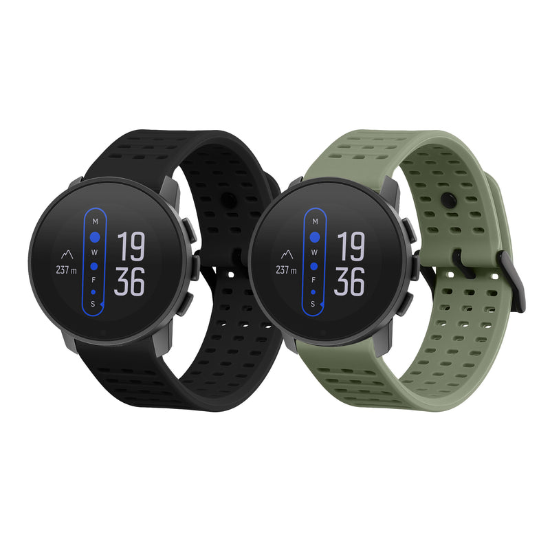 kwmobile 2x Uhrenarmband für Suunto 9 Peak Pro/ 9 peak / 5 peak / Vertical Armband - Fitnesstracker Band Set aus TPU Silikon - Ersatzarmband Smartwatch - Schwarz Pastellgrün Schwarz  [dsg01]
