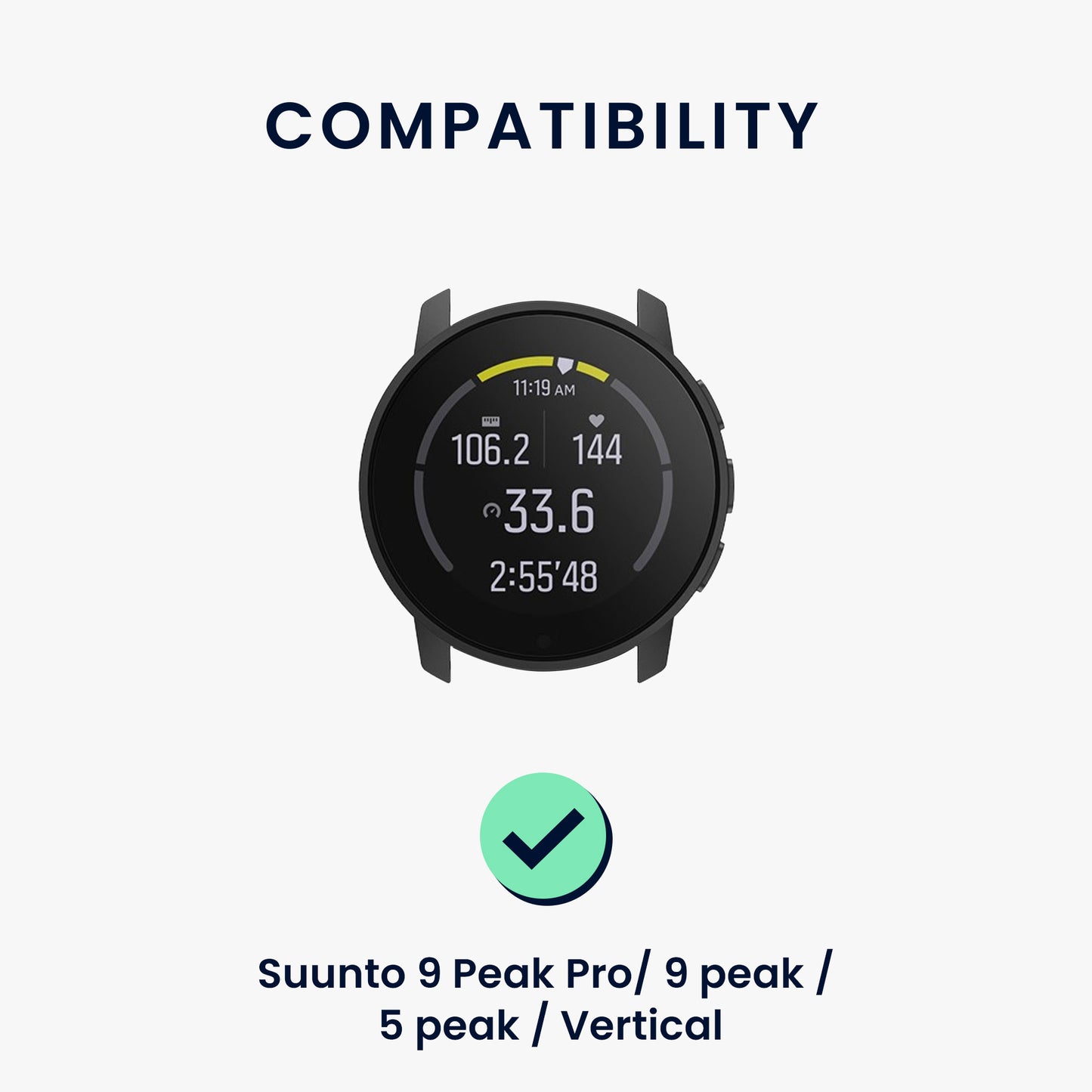 kwmobile Uhrenarmband für Suunto 9 Peak Pro/9 peak/5 peak/Vertical Fitnesstracker Band Set Ersatzarmband Smartwatch