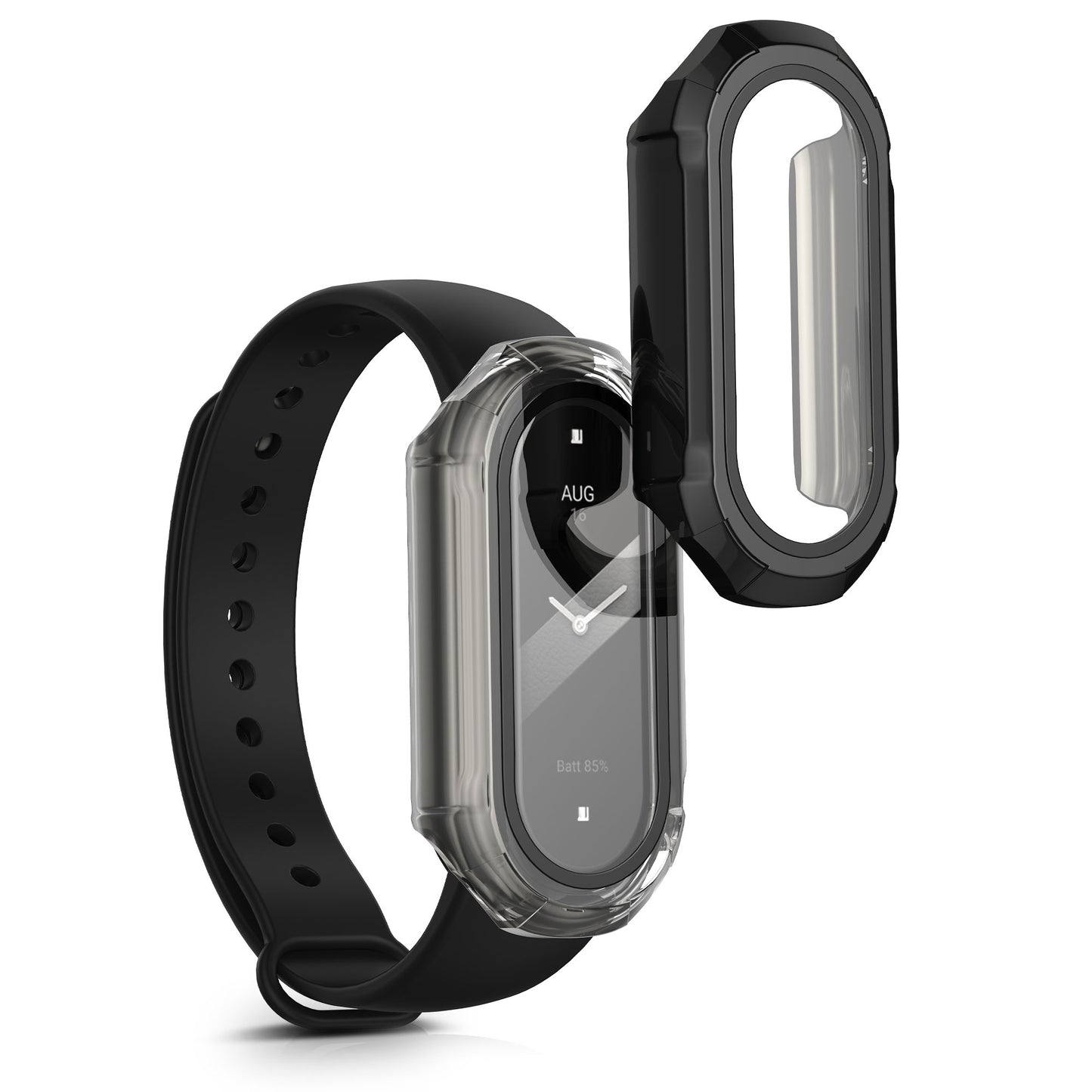 kwmobile Glas Hülle für Xiaomi Mi Band 8 Schutzhülle Fullbody Fitnesstracker Case Set