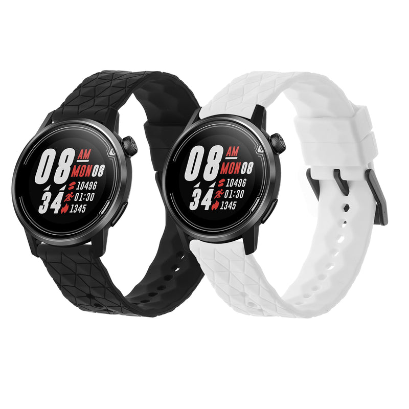 kwmobile 2x Uhrenarmband für COROS PACE 2 / APEX (42mm) Armband - Fitnesstracker Band Set aus TPU Silikon - Ersatzarmband Smartwatch - Schwarz Weiß Schwarz  [dsg01]
