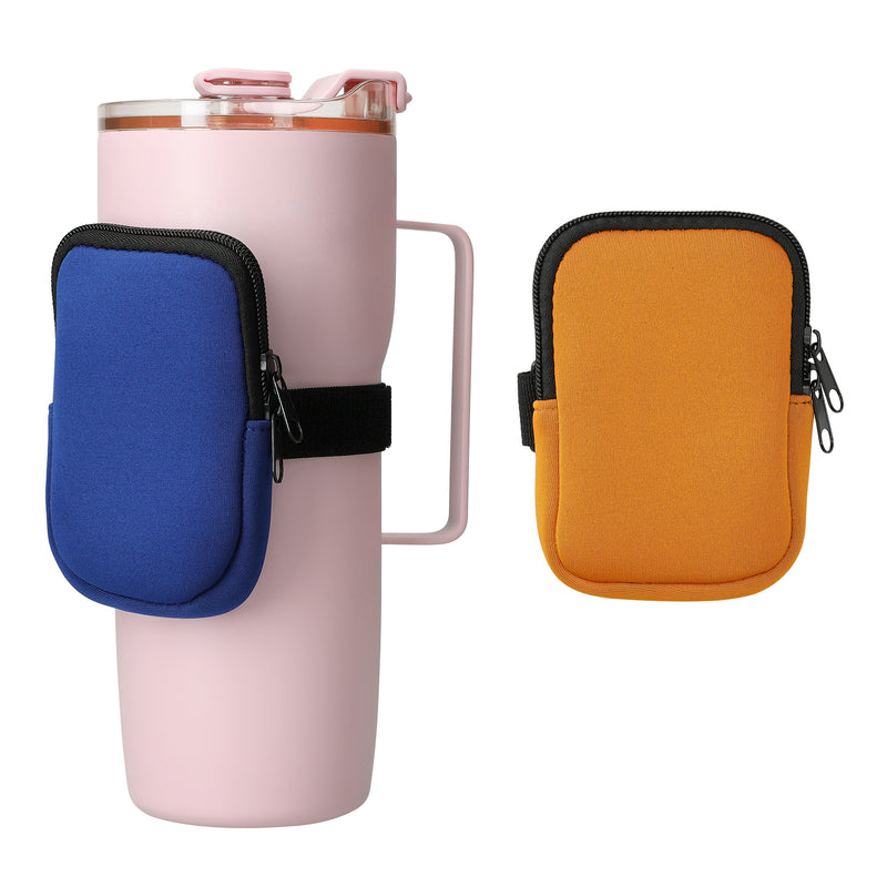 kwmobile Tasche für Tumbler Trinkflasche Tragetasche für Wasserflaschen Kleine Schutztasche mit Reißverschluss und Gummiband