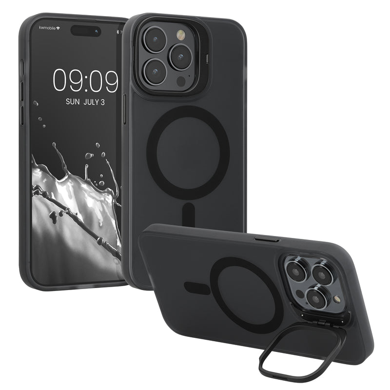kwmobile Hülle kompatibel mit Apple iPhone 14 Pro Max Hülle - Hard Case mit erhöhtem Rand - Kameraschutz integriert Schwarz Transparent Schwarz  
