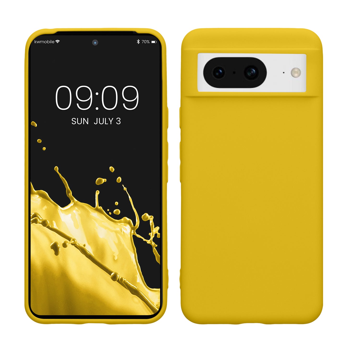 kwmobile Hülle kompatibel mit Google Pixel 8 Hülle - weiches TPU Silikon Case - Cover geeignet für kabelloses Laden - Strahlend Gelb Strahlend Gelb  