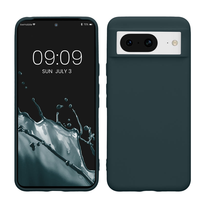 kwmobile Hülle kompatibel mit Google Pixel 8 Hülle - weiches TPU Silikon Case - Cover geeignet für kabelloses Laden - Dunkler Schiefer Dunkler Schiefer  
