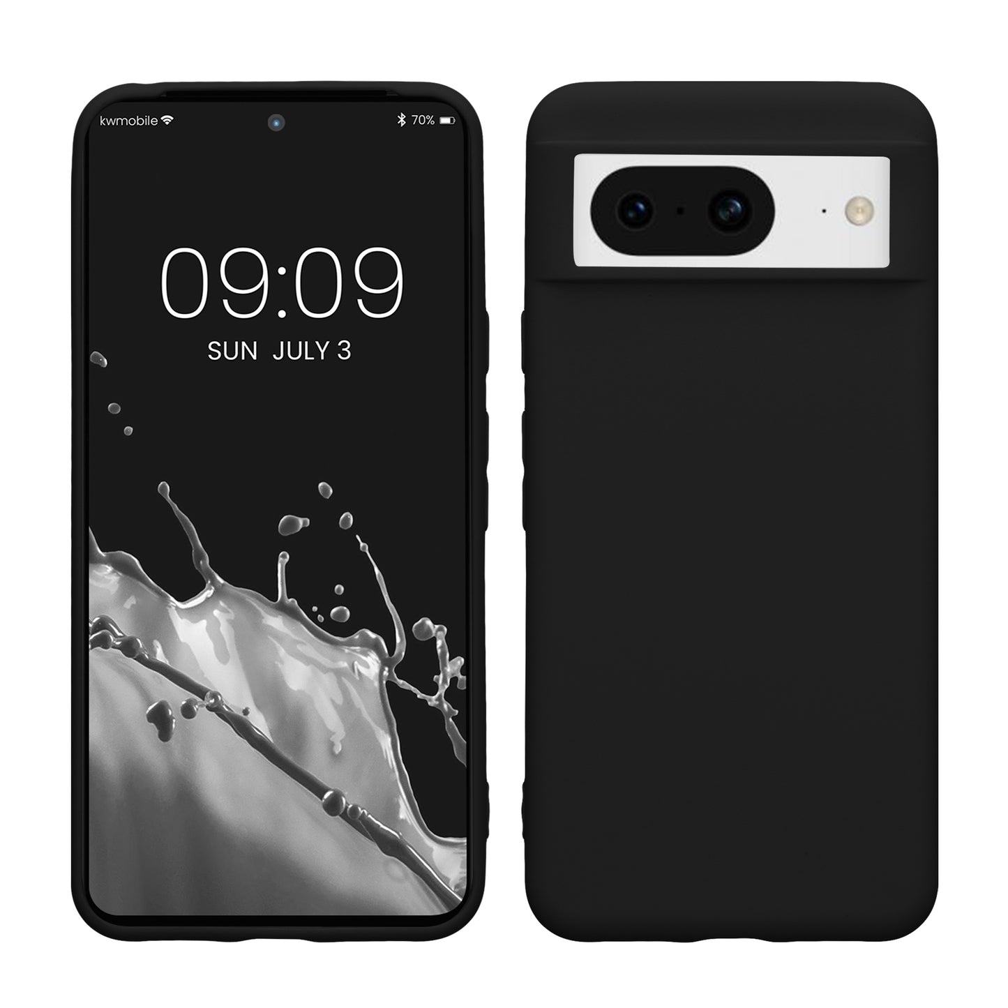 kwmobile Hülle kompatibel mit Google Pixel 8 Hülle - weiches TPU Silikon Case - Cover geeignet für kabelloses Laden - Schwarz matt Schwarz matt  