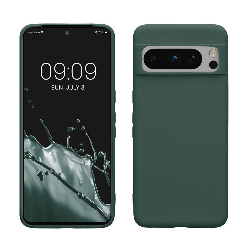 kwmobile Hülle kompatibel mit Google Pixel 8 Pro Hülle - weiches TPU Silikon Case - Cover geeignet für kabelloses Laden - Blaugrün Blaugrün  