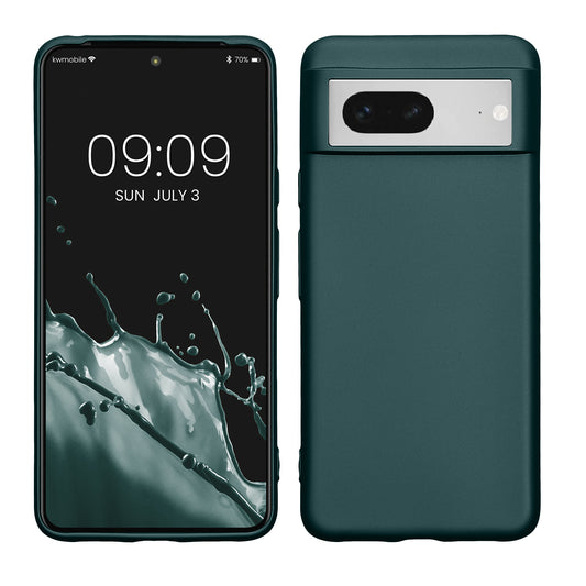 kwmobile Case kompatibel mit Google Pixel 8 Hülle - Schutzhülle aus Silikon metallisch schimmernd - Handyhülle Metallic Petrol Metallic Petrol  