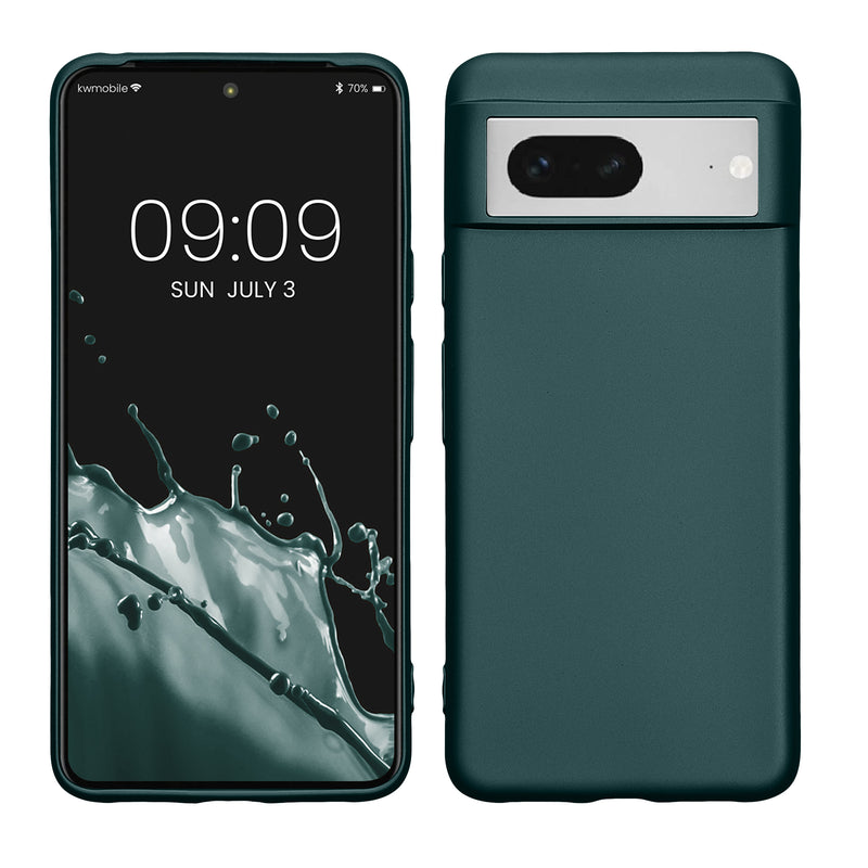 kwmobile Case kompatibel mit Google Pixel 8 Hülle - Schutzhülle aus Silikon metallisch schimmernd - Handyhülle Metallic Petrol Metallic Petrol  