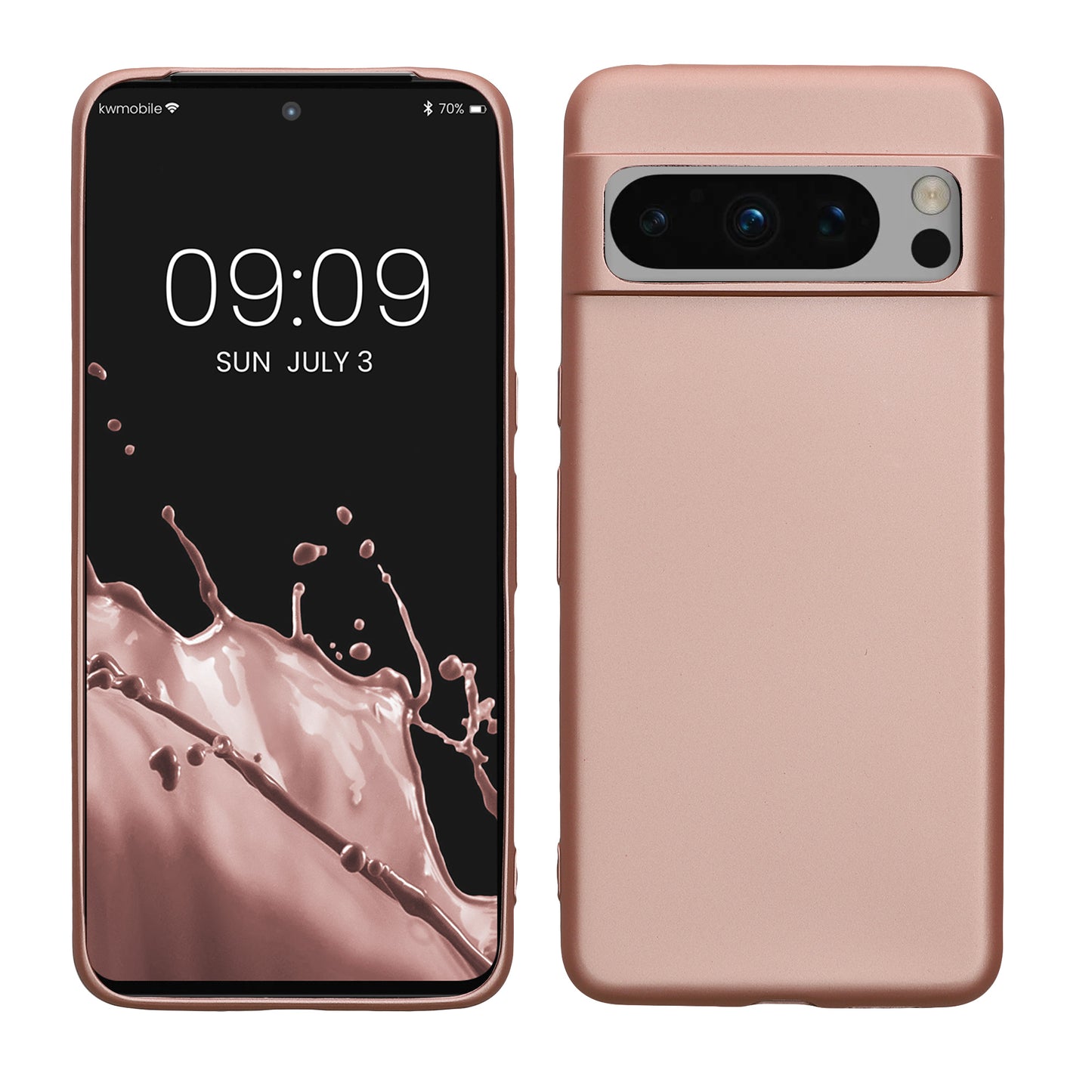 kwmobile Case kompatibel mit Google Pixel 8 Pro Hülle - Schutzhülle aus Silikon metallisch schimmernd - Handyhülle Metallic Rosegold Metallic Rosegold  