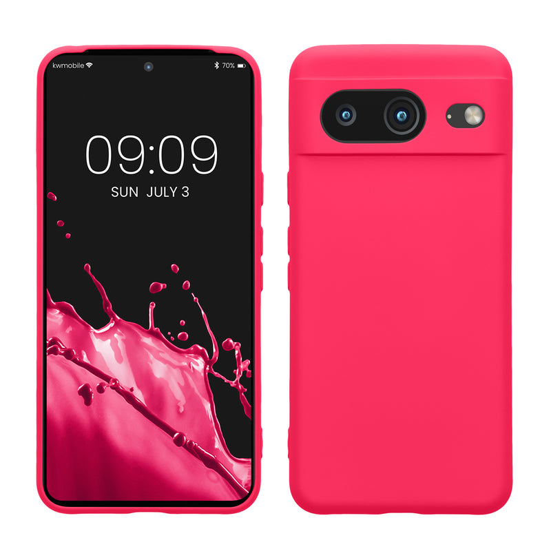 kwmobile Slim Case kompatibel mit Google Pixel 8 Hülle - Handyhülle aus Silikon in Neon Pink Neon Pink  