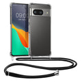 kwmobile Necklace Case kompatibel mit Google Pixel 8 Hülle - Silikon Cover mit Handykette - Band Handyhülle Schwarz Transparent Schwarz  