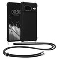 kwmobile Necklace Case kompatibel mit Google Pixel 8 Hülle - Cover mit Kordel zum Umhängen - Silikon Schutzhülle Schwarz Schwarz  