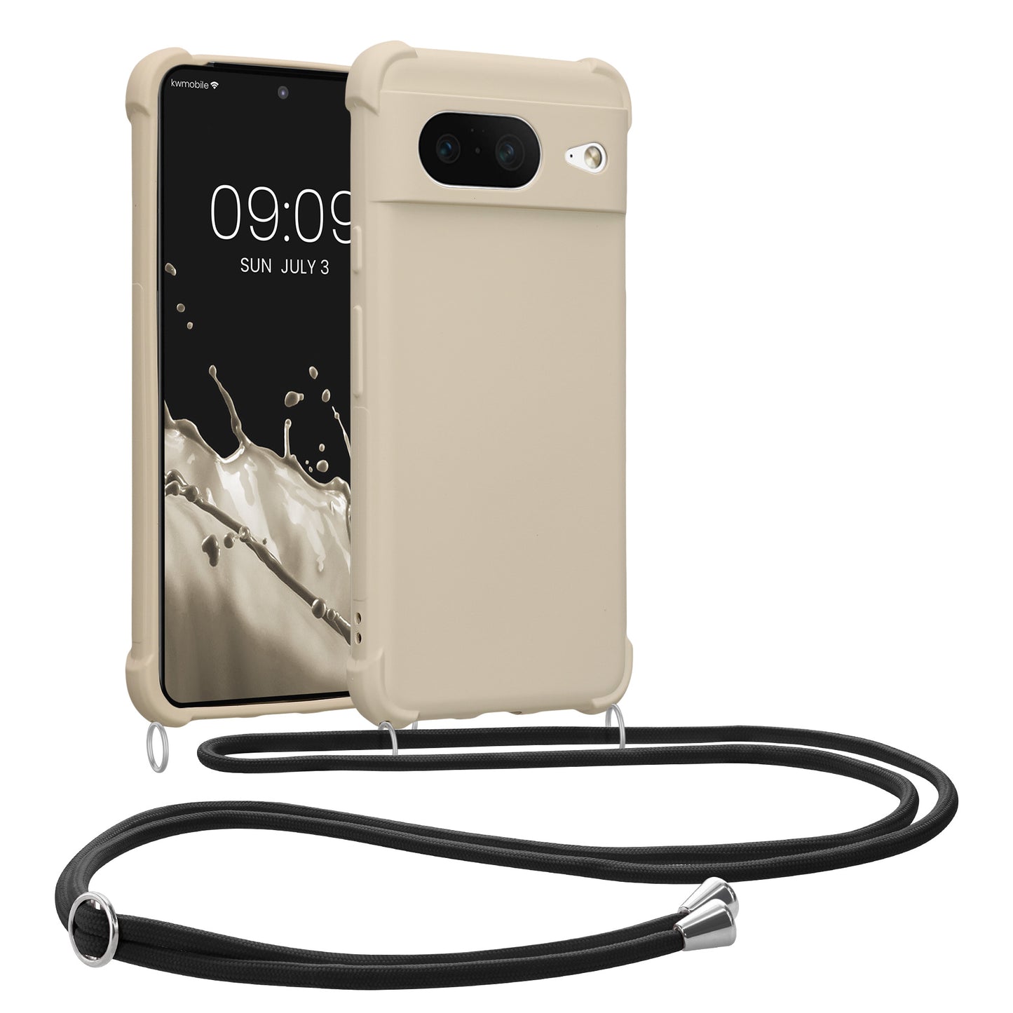 kwmobile Necklace Case kompatibel mit Google Pixel 8 Hülle - Cover mit Kordel zum Umhängen - Silikon Schutzhülle Creme Creme  
