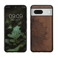 kwmobile Hülle kompatibel mit Google Pixel 8 Hülle - Holz Case - Handy Cover - TPU Handyhülle in Dunkelbraun Aufgehende Sonne Dunkelbraun  [dsg01]