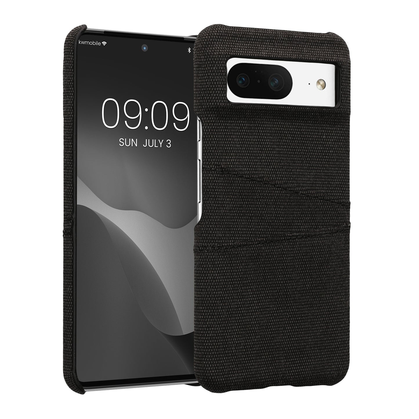 kwmobile Hülle kompatibel mit Google Pixel 8 - Handyhülle Handy Case - Stoff mit Kartenfach Dunkelgrau Dunkelgrau  