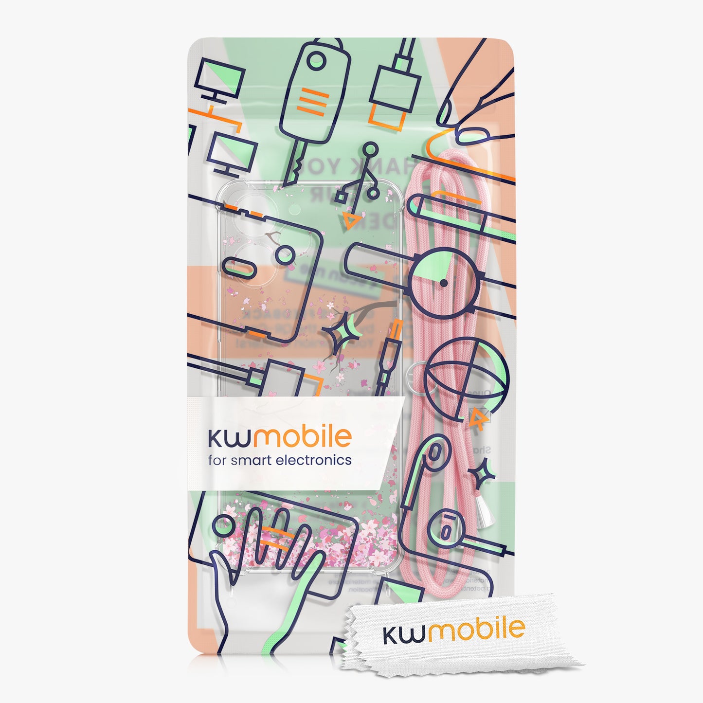 kwmobile Necklace Case kompatibel mit Xiaomi Redmi 12 Hülle Silikon Cover mit Handykette Kirschblütenblätter