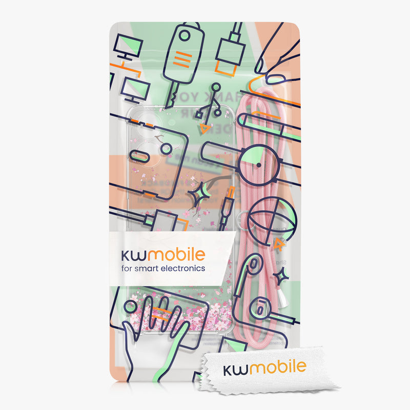 kwmobile Necklace Case kompatibel mit Xiaomi Redmi 12 Hülle Silikon Cover mit Handykette Kirschblütenblätter