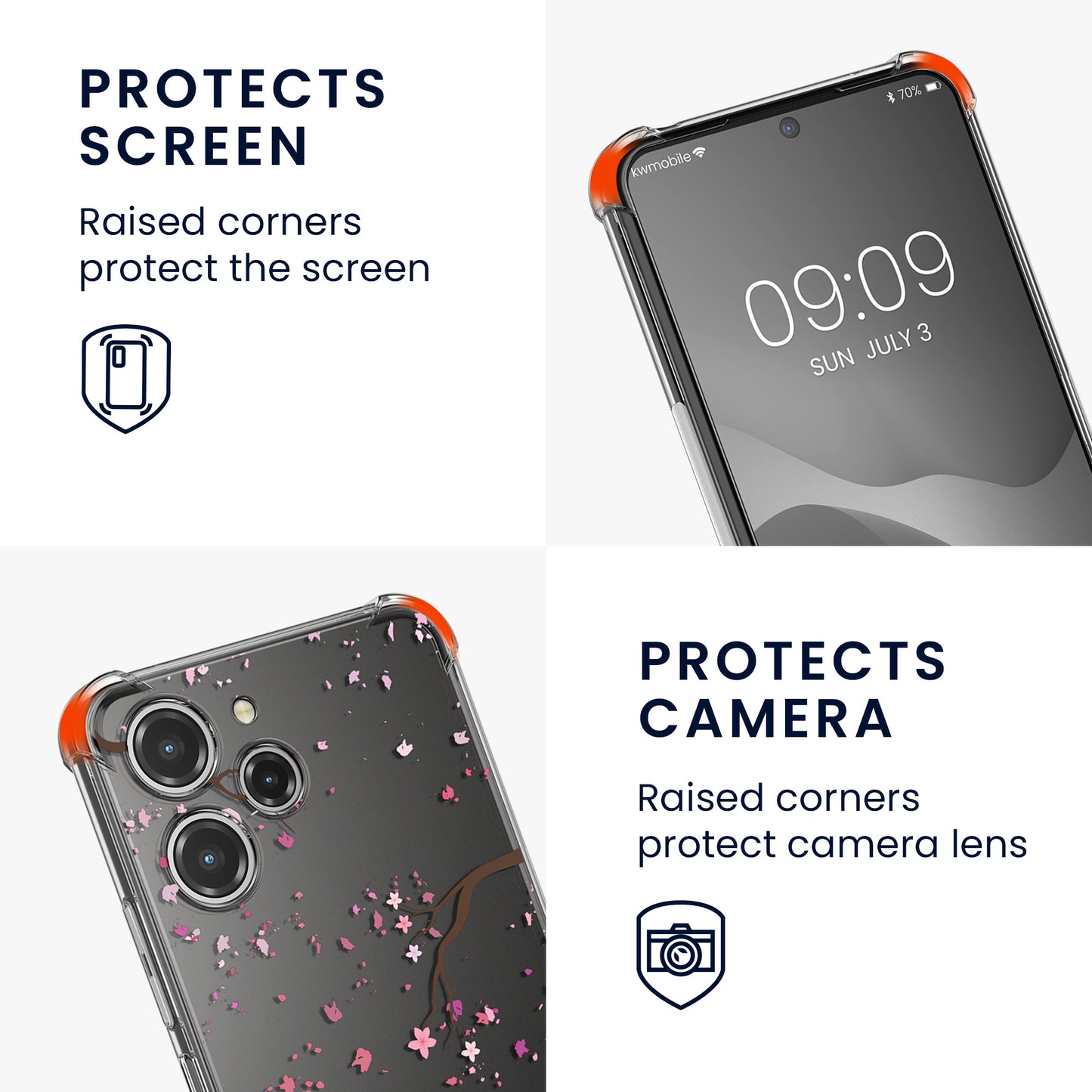 kwmobile Necklace Case kompatibel mit Xiaomi Redmi 12 Hülle Silikon Cover mit Handykette Kirschblütenblätter